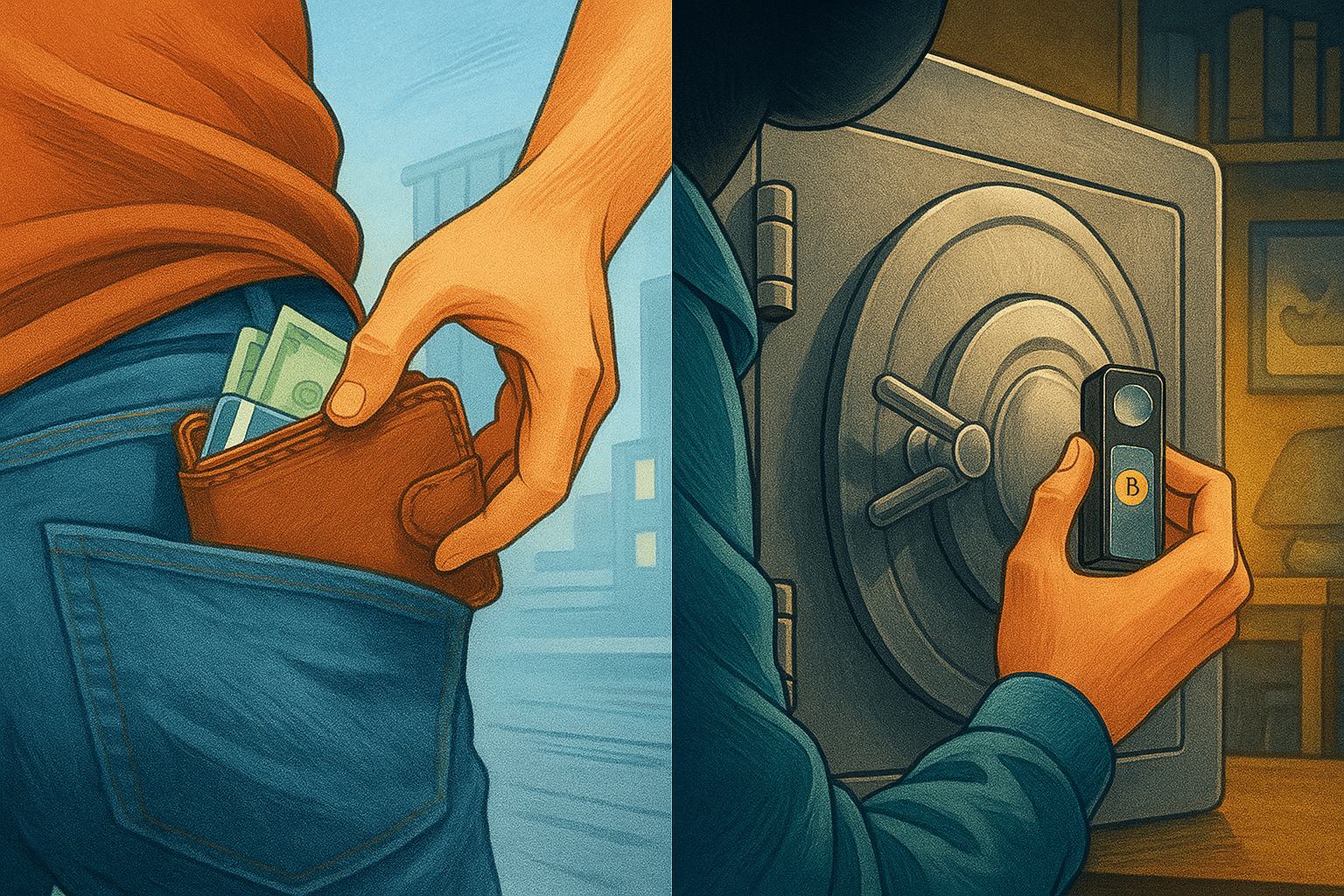 Wallets calientes vs. wallets frías: ¿Cuál necesitas para empezar y cómo elegirla? 2 Wallets Calientes vs. Wallets Frías: ¿Cuál Necesitas Para Empezar y Cómo Elegirla? diferencia entre wallet caliente y wallet fría ilustración comparativa