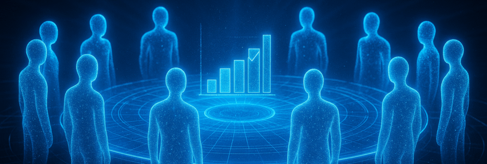 ilustración de una DAO representada como una mesa redonda digital futurista